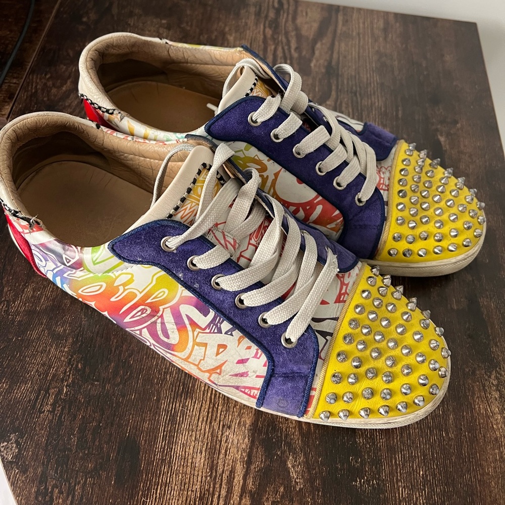CHRISTIAN LOUBOUTIN Men Low Top Stud Spike Sneakers Size 46